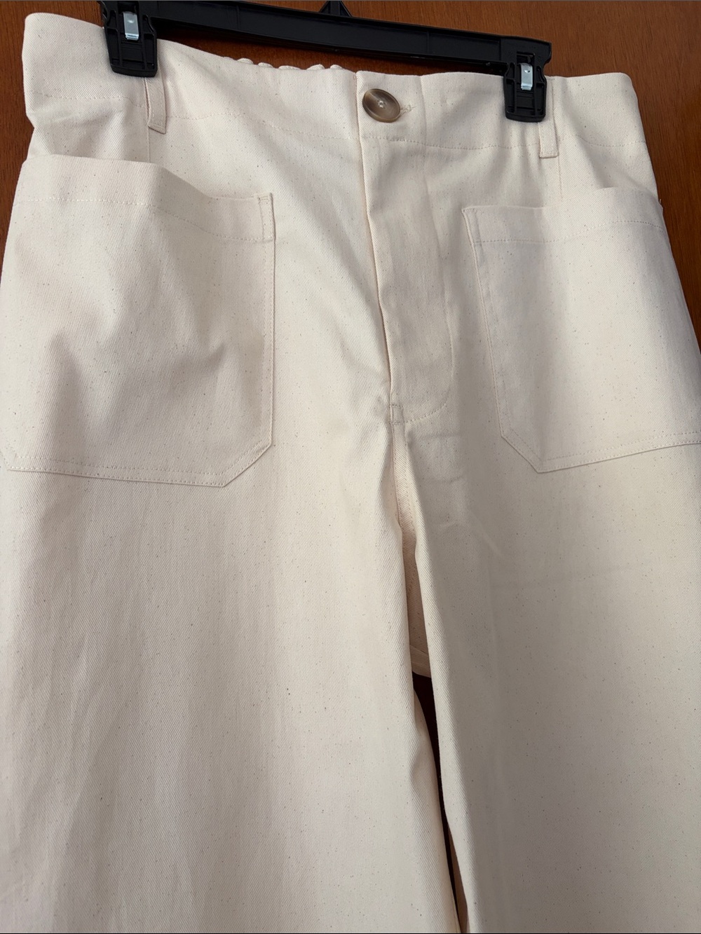 Wide Leg Flower Embroidered Hem Pants - Ivory - Picture 2 of 7
